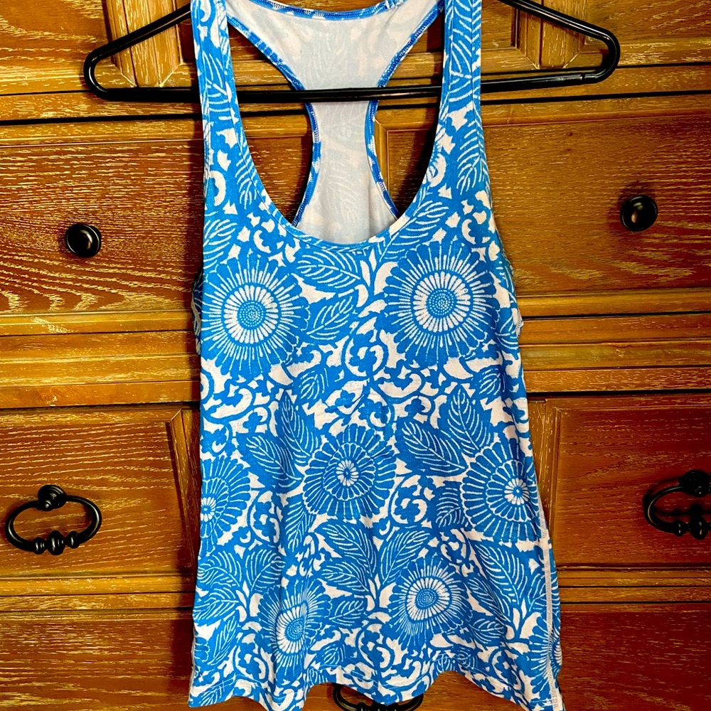 LULULEMON Workout Tank, Blue/White Floral, Size S*